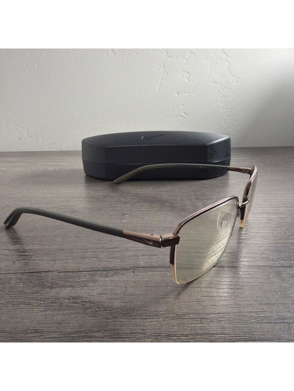 Nike Flexon 4300 212 Brown Metal Half Rim Eyeglasses Frames 54-18 140 Men Women
